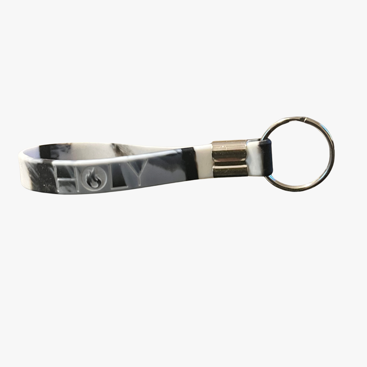 Holy Fire White Marble Silicone Keychain
