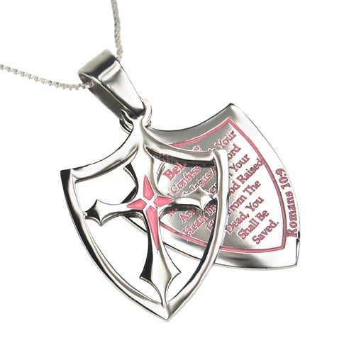 2 Piece Shield Cross Necklace