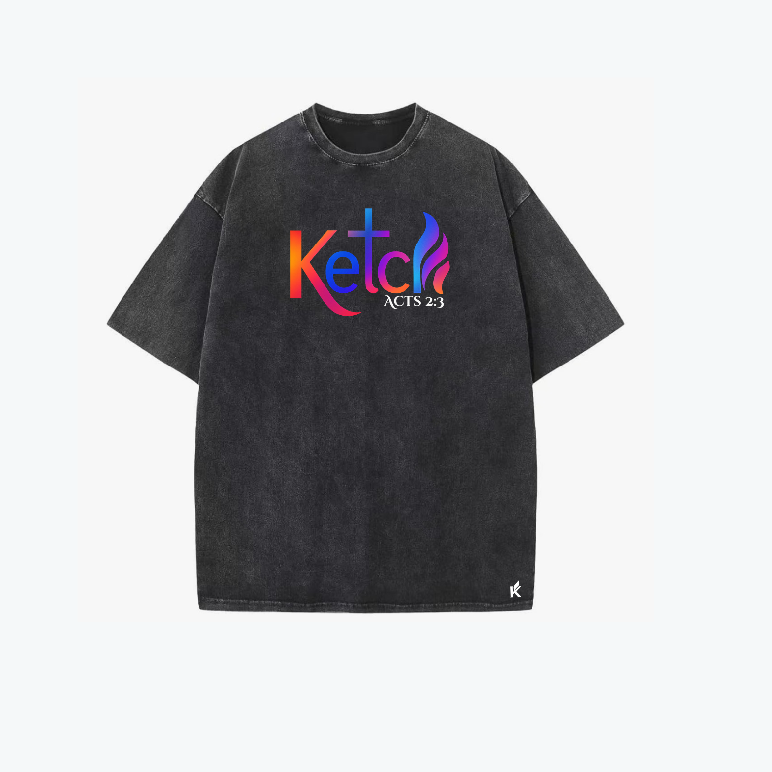 Acid Wash Short Sleeve Color Ketch Fire Tee